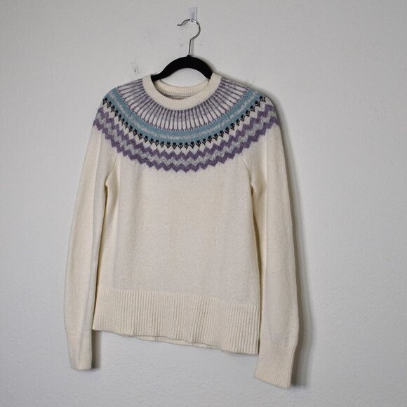 Ann Taylor Loft Fair Isle Sweater Sz S Crew Neck Wool Blend Nordic Holiday Ski - Picture 3 of 13